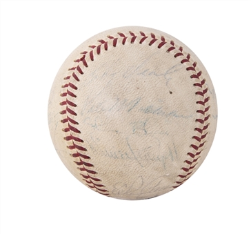 1967 Pittsburgh Pirates Team Signed ONL Giles Baseball With 17 Signatures Including Clemente (2x) & Stargell (JSA)